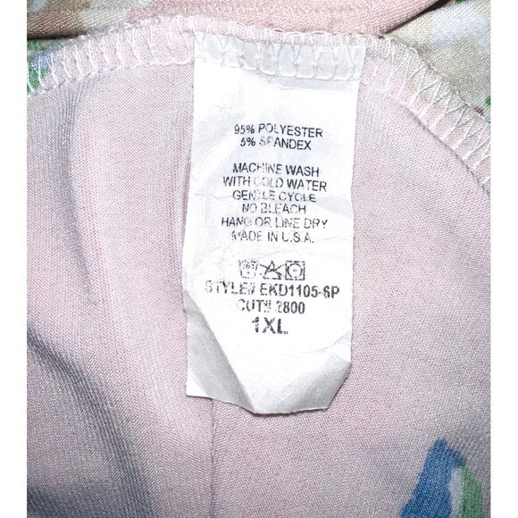 Égs  1XL Tank-Style Maxi Dress Green Striped & Pink Floral Print Side Pockets - Picture 4 of 4